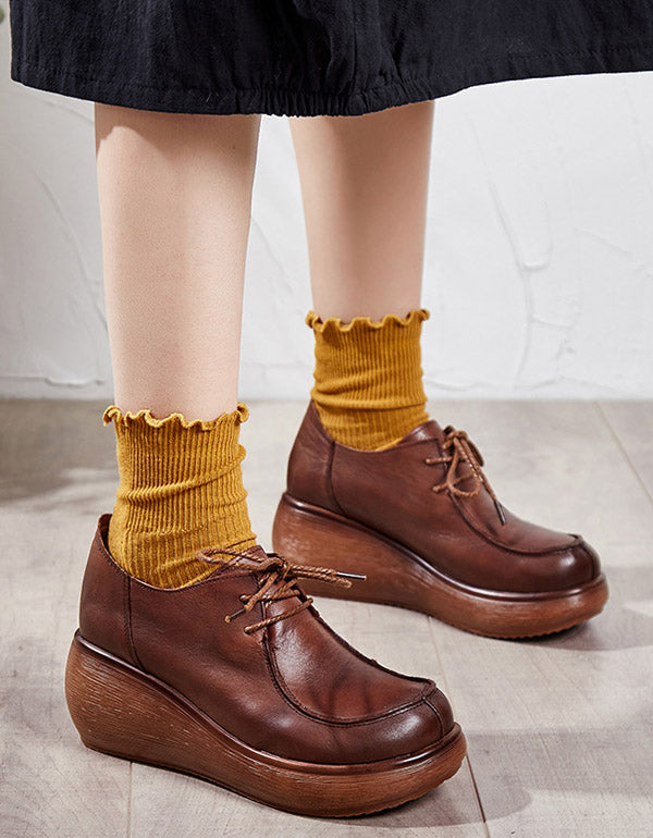 Platform Lace Up Retro Non-Slip Women Boots