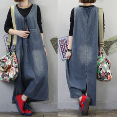 Plus size V-neck Loose Denim Dress