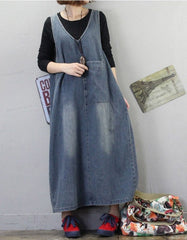 Plus size V-neck Loose Denim Dress