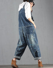 Printed Denim Loose Women Harem Jumpsuit