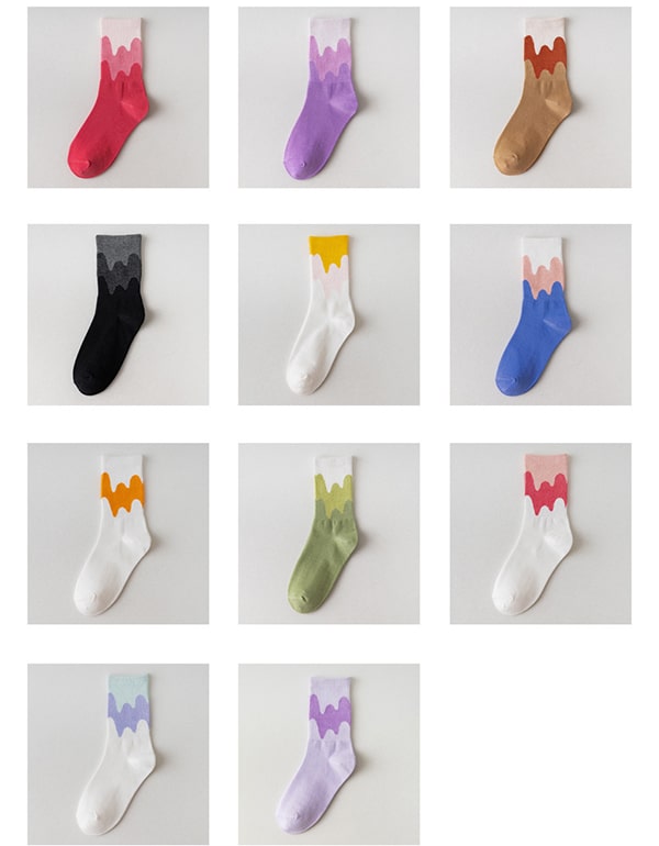 3 Pairs Rainbow Color Cotton Socks