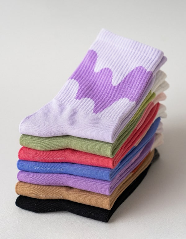 3 Pairs Rainbow Color Cotton Socks