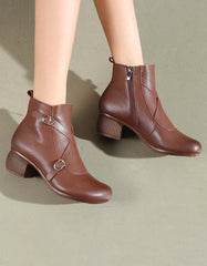 Retro Comfy Cross Buckle Chunky Boots