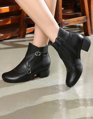 Retro Comfy Cross Buckle Chunky Boots