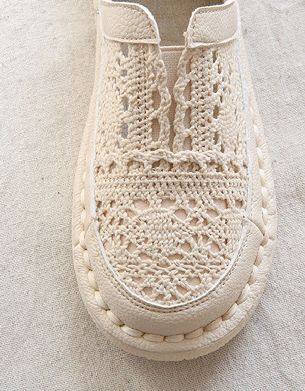 Retro Leather Soft Sole Comfortable Lace Flats