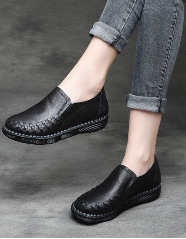 Retro Leather Hand-woven Women's Shoes