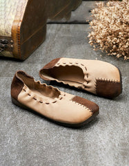 Retro Leather Handmade Patch Flat Shoes