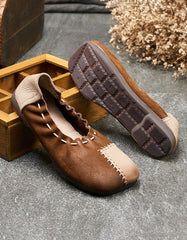 Retro Leather Handmade Patch Flat Shoes