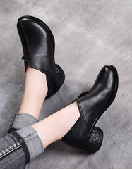 Retro Leather Shoes Non-Slip Chunky Heels