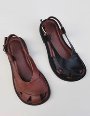 Retro Leather Wide Toe Box Sandals Slingback 35-41