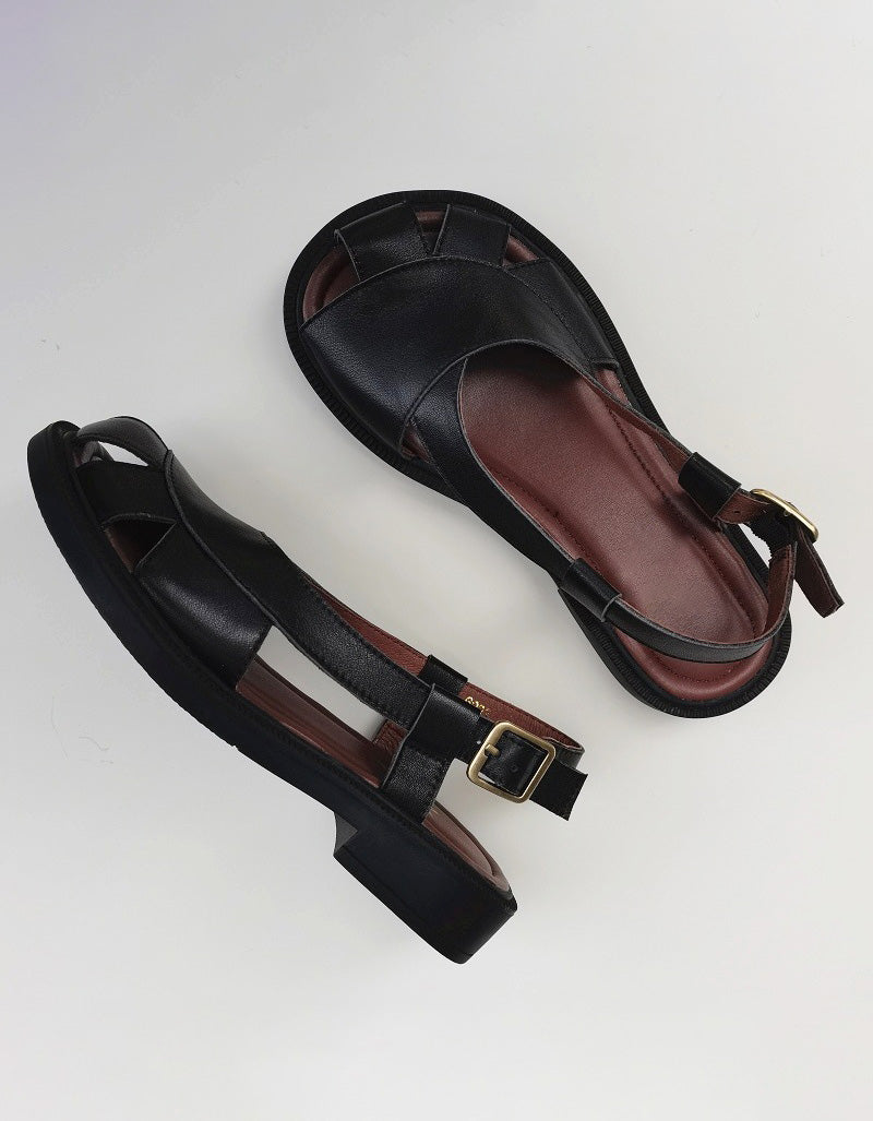 Retro Leather Wide Toe Box Sandals Slingback 35-41