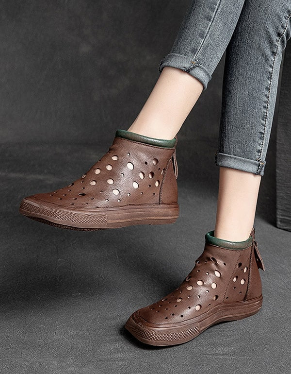 Retro Leather Women's Summer Ankle Boots