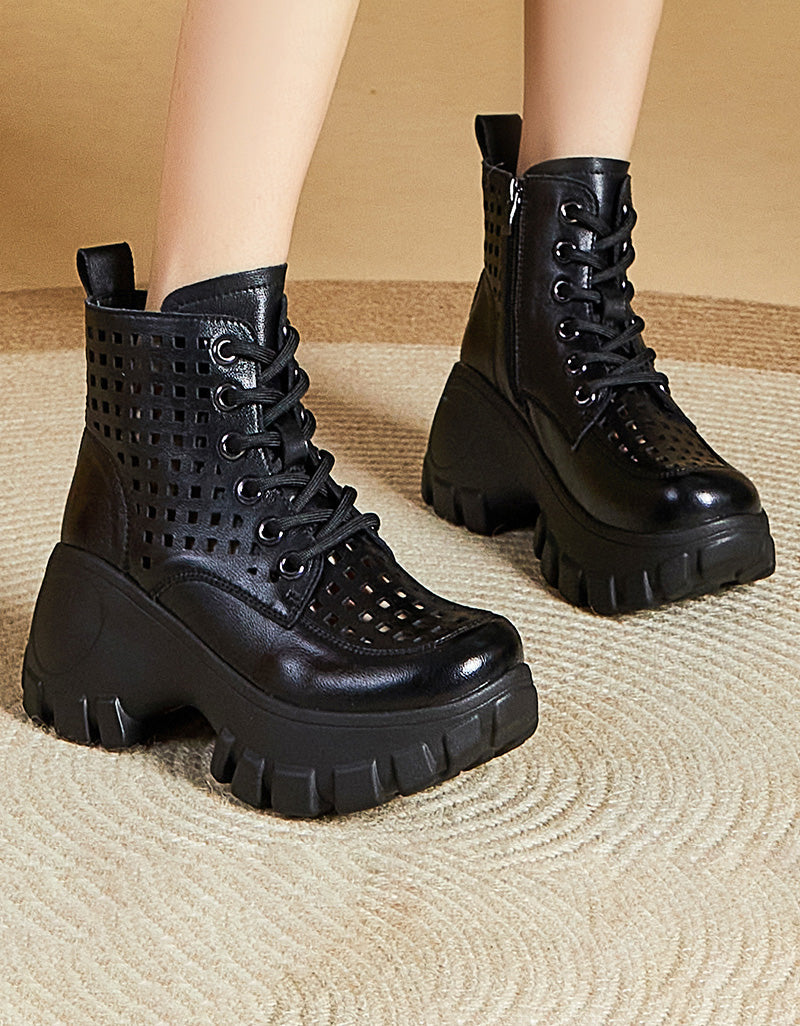 Retro Platform Hollow Boots