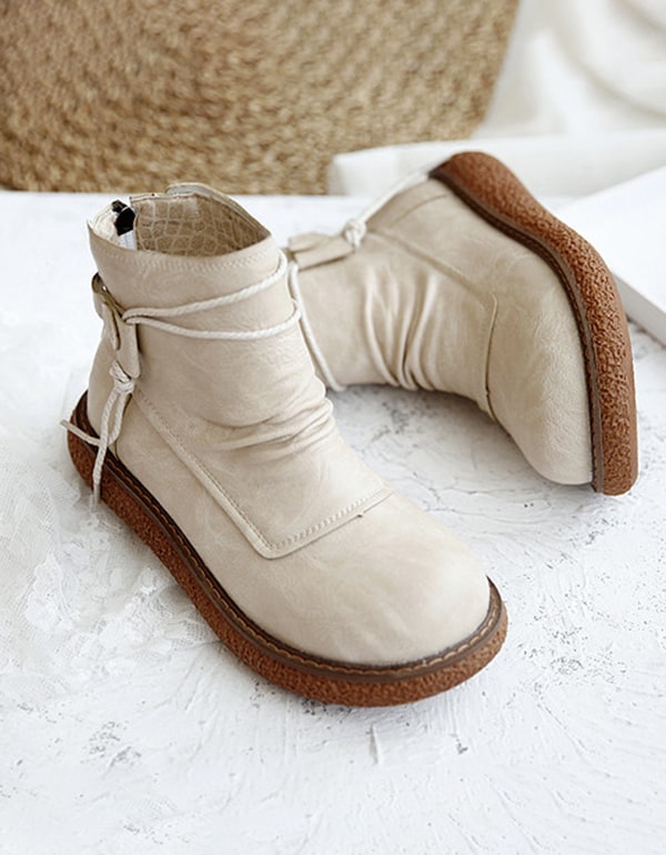 Retro Round Head Women's Platform Boots