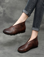 Soft Leather Comfortable Retro Ankle Flats