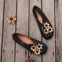 Retro Flowers Feet Split Handmade Flats