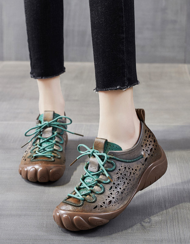 Round Head Handmade Hollow Summer Flats