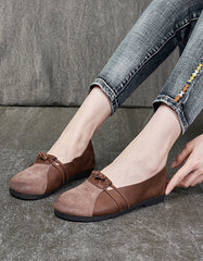 Round Head Leather Retro Leather Flats