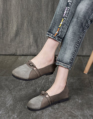 Round Head Leather Retro Leather Flats