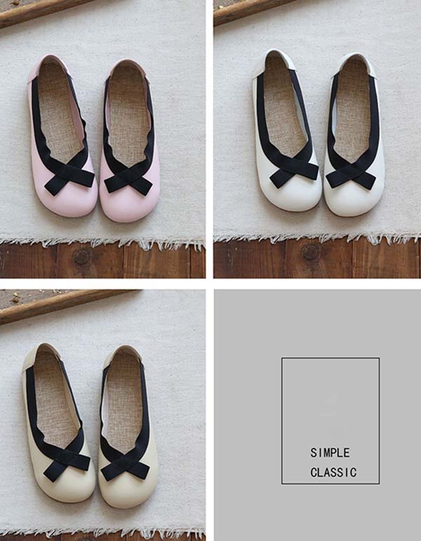 Round Head Simple Retro Flat Shoes