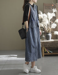 Round Neck Casual Loose Denim Dress