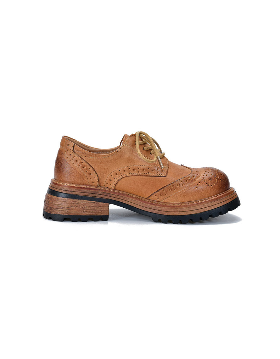 Round Toe Brogue Style Oxford Shoes