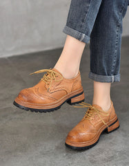 Round Toe Brogue Style Oxford Shoes