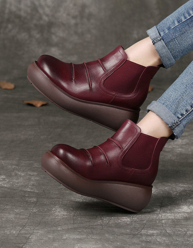 Side Elastic Non-slip Autumn Winter Wedge Boots