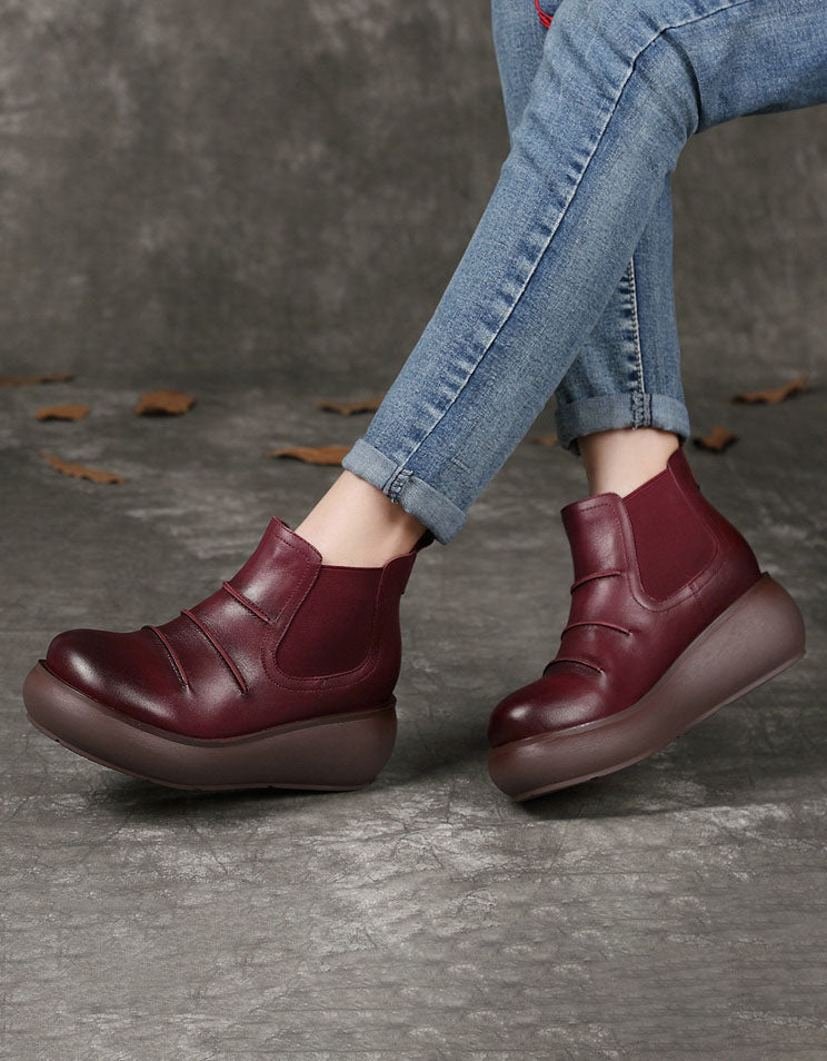 Side Elastic Non-slip Autumn Winter Wedge Boots