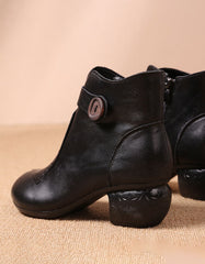 Side Buckle Retro Chunky Heel Boots