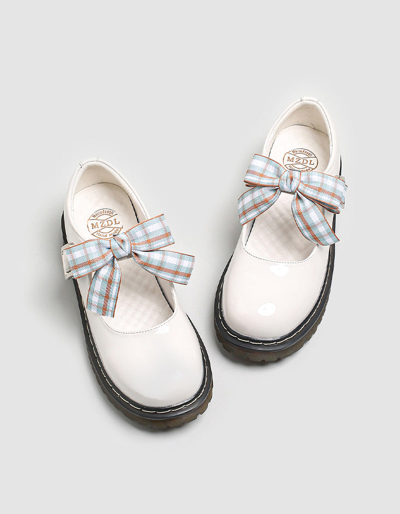 Smooth Leather Bowknot Mary Jane Shoes