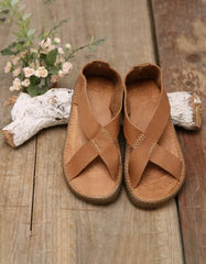 Soft Leather Summer Cross Strap Sandals for Women & Men 38-43