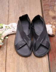 Soft Leather Summer Cross Strap Sandals for Women & Men 38-43