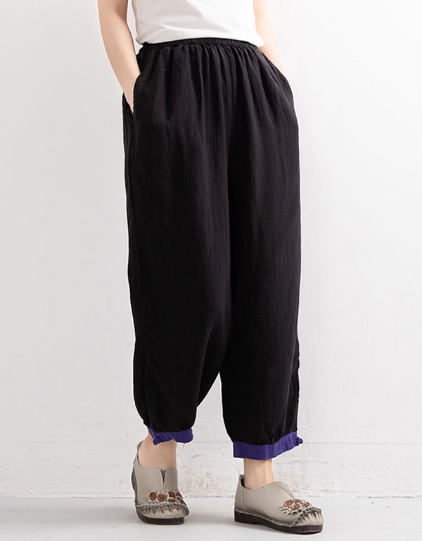 Solid Color Loose Summer Linen Pants