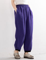 Solid Color Loose Summer Linen Pants