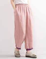 Solid Color Loose Summer Linen Pants