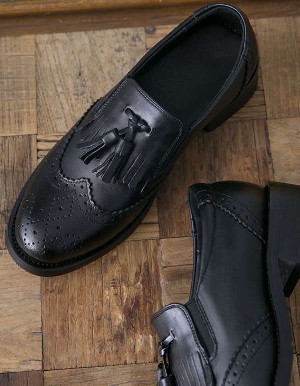 British Style Handmade Leather Black Oxford Shoes