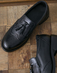 British Style Handmade Leather Black Oxford Shoes