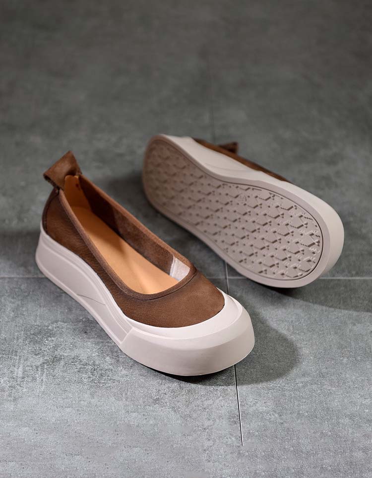 Round Toe Comfortable Soles Platform Retro Flat Shoes