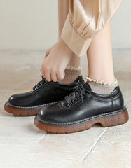 Spring Round Toe Lace-up Mary Jane Shoes