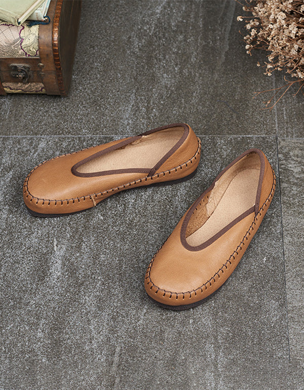 Spring Summer Retro Leather Flats Loafers