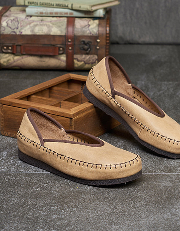 Spring Summer Retro Leather Flats Loafers