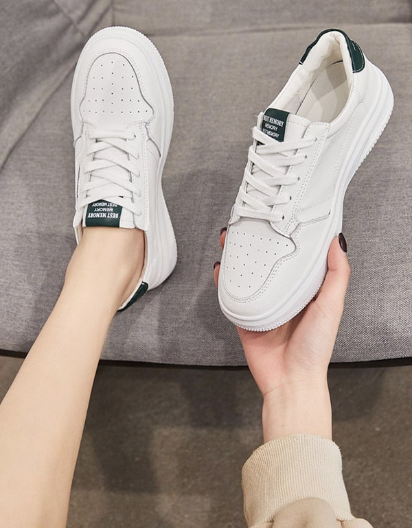 Women's Casual White Leather Sneakers