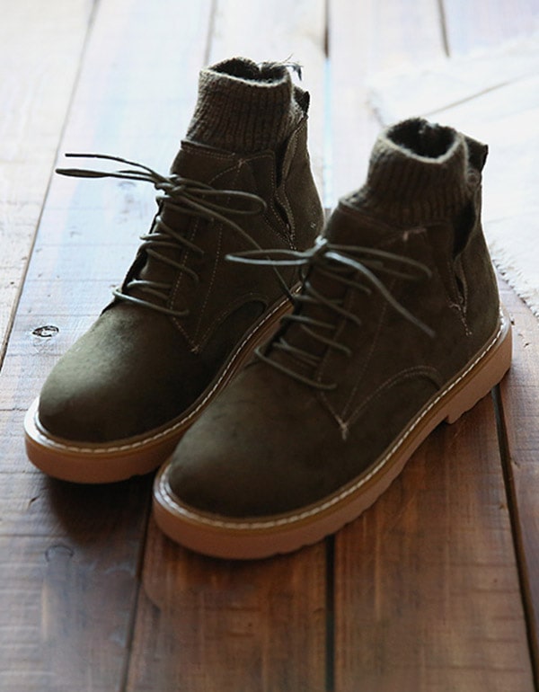 Suede Lace-up Winter Women's Ankle Boots