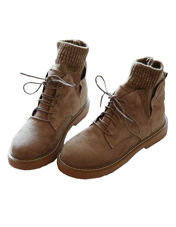 Suede Lace-up Winter Women's Ankle Boots