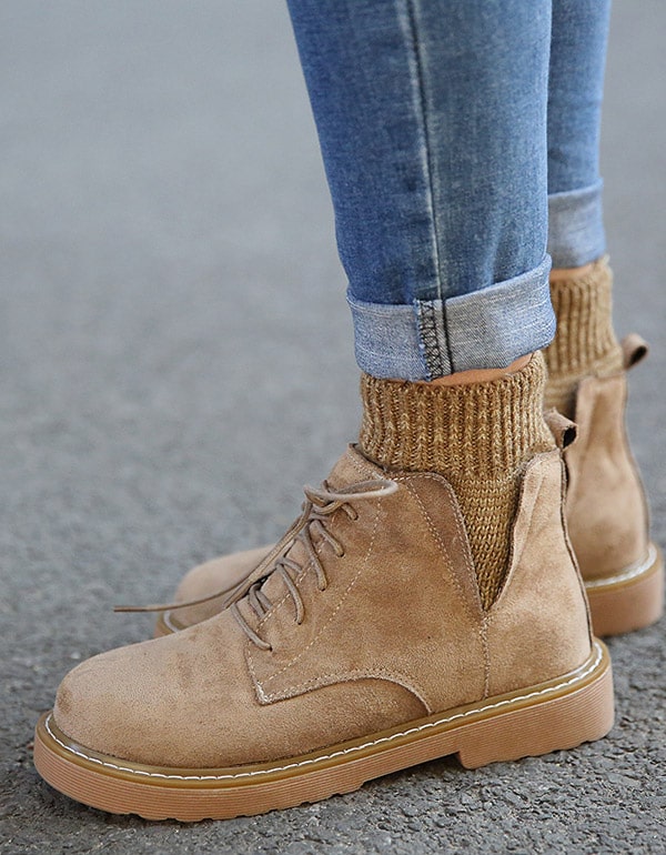 Suede Lace-up Winter Women's Ankle Boots