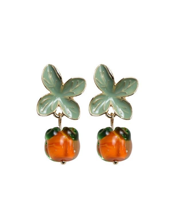 Women's Summer Glass Persimmon Earrings