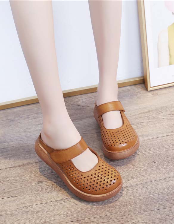 Wide-toe Soft Sole Summer Hollow Wedge Slipper