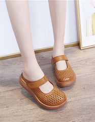 Wide-toe Soft Sole Summer Hollow Wedge Slipper