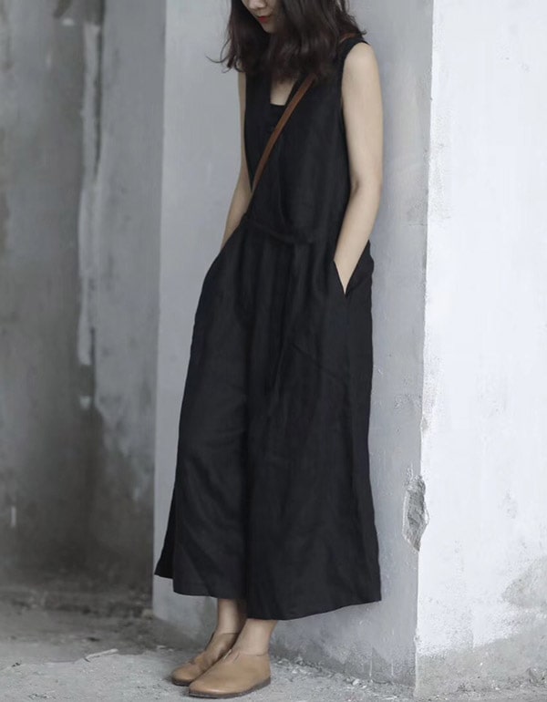 Summer Loose Retro Linen Jumpsuit